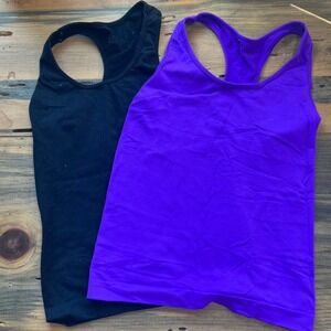 Tank Tops Racerback 2 Pack Purple Black Sleeveless Athletic Activewear 7-12 Yr